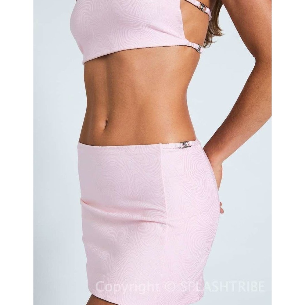 Devon Windsor Nia Skirt Women XS Petal Pink Textured Mini Jacquard Swim Resort